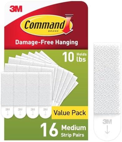 Command 10 lb Medium Picture Hanging Strips 8 Pairs (32 Command Strips), Damage-Free Picture Hangers, No Tools Wall Hanging for Home Decor, White Adhesive