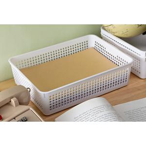 A4 Size Plastic Storage Baskets, Desktop File Paper Letter Organizer Trays, 6-Packs (White+Clear+Black)