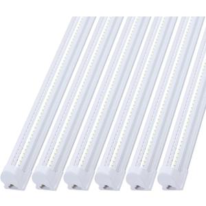 6 Pack 4FT 60W LED Shop Light, V Shape Integrated T8 LED Tube Light, 6600LM, 6000K Super Bright White,high Output Linkable with Plug for Garage, Workshop,Basement,Warehouse