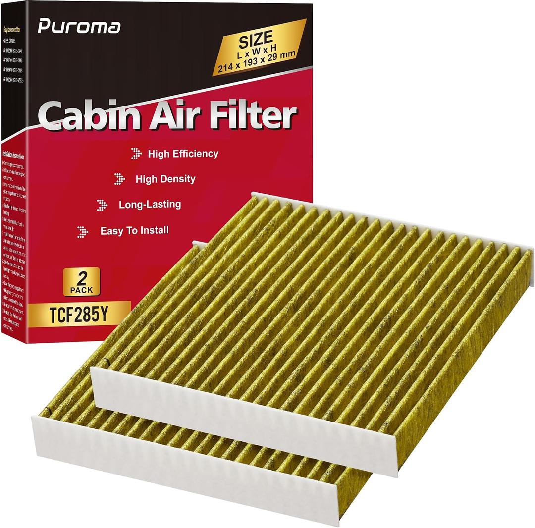 Puroma Cabin Air Filter with Activated Carbon Compatible with CP285, CF10285, Toyota Camry, RAV4, Highlander, Corolla, Sienna, Tundra, Prius, 4Runner, Subaru Outback, Lexus, Scion, Land Rover (2 pcs)