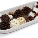 Large Decorative Bowl for Home Decor - Long Dough Bowls with Anti Slip Base for Table Centerpieces - Grey Minimalist Design Dough Decor Bowl for Coffee Table, Dining Table Centerpiece