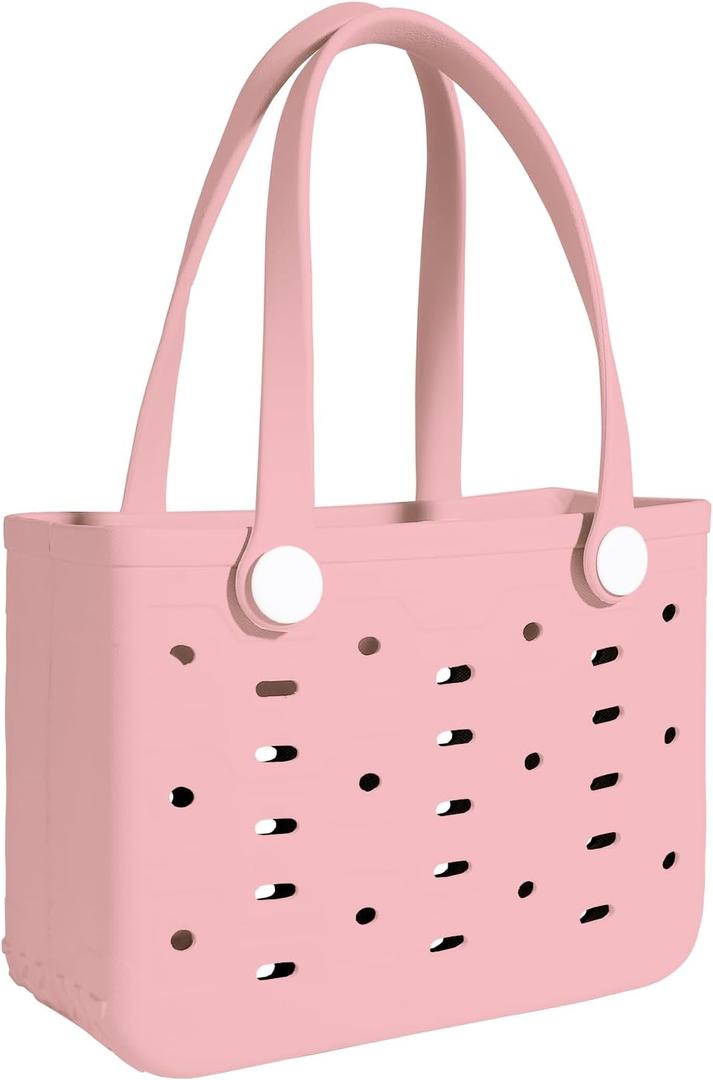 Small Rubber Beach Bag for kids, Travel Tote Bag for the Beach Boat Pool (Pink)