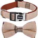 Faleela Soft &Comfy Bowtie Dog Collar,Detachable and Adjustable Bow Tie Collar,for Pet (M, Brown)