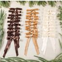 30 Pcs Christmas Tree Bows Decorations Satin Ribbon Bows for Wreath Neutral Bow Ornaments for Tree Topper, Garland, Ornament, Staircase Decor(Light Khaki, Dark Khaki, Champagne)