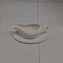 Yedio 12 oz Ceramic Gravy Boat with Saucer  Drip-Free Porcelain Sauce Boat for Gravy, Dressings, Creamer, Milk  Microwave, Oven, Dishwasher Safe  Classic White