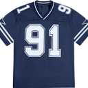 Jersey Shirts for Men Y2k Graphic Number Oversized Tees V Neck Baggy Streetwear T Shirt Summer Tops (Large, Blue)