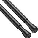 2 Pack Spring Tension Rods 17-38 Inches, 5/8 Inch Diameter Black No Drill Spring Loaded Adjustable Extendable, Small Short Tension Curtain Rod for Windows Kitchen Doorway Closet Cupboard