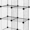 Amazon Basics Cube Wire Grid Stackable Storage Shelves, 6-Cube, 12.6"D x 26"W x 38"H, Black