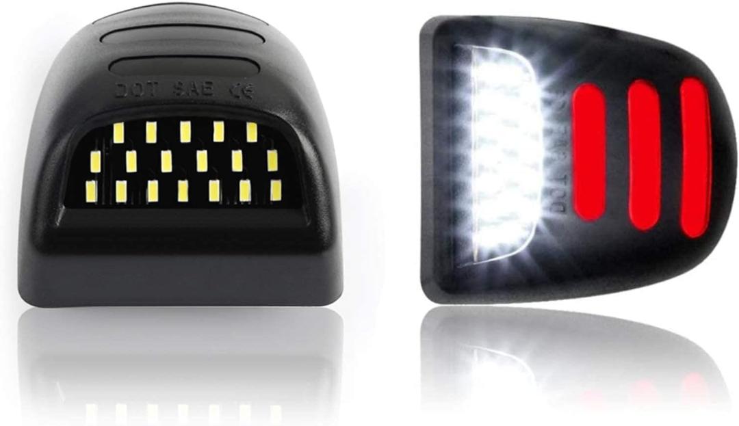 Bestview LED License Plate Lights Assembly w/Red OLED Neon Tube Compatible with Chevy Silverado GMC Sierra 1500 2500 3500 Suburban Tahoe Cadillac Escalade EXT, 6000K White 2-Pieces