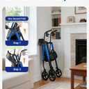Walkers for Seniors with Seat, Thickened Flat Tube Frame, Foldable Rollator 350 lbs Load, Height Adjustable,8'' Big Wheels, Rolling Walker,Blue