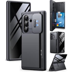 TONGATE Wallet for Z Fold 7 Case with Privacy Screen Protector, [4-Card Holder][Anti Spy] Built-in Large Stand & Slide Camera Cover Z7 Shockproof Phone Case for Samsung Galaxy Z Fold 7 2025 8", Black