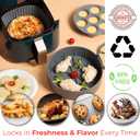 EM Set of 5 Silicone Air Fryer Liners with Egg Bite Mold, Waffle Mold & Mitts - 8.7 Round Reusable Silicone Inserts for 5-7 Qt Airfryers - Easy to Clean & Heat-Resistant Air Fryer Accessories Set