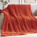 Negwoo Chunky Knit Throw Blanket, 30''*40'' Fall Throw Blanket Knitted Chenille Yarn for Bed Couch, Handmade Orange Crochet Big Thick Blanket, Machine Washable Cute Comfy Blankets for Home Decor
