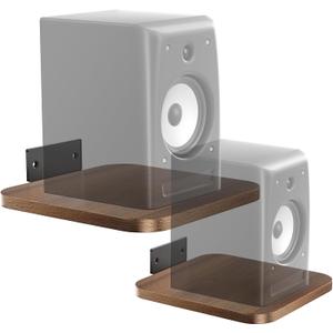 WALI Speaker Wall Mount, Heavy Duty Bookshelf Speaker Floating Wall Shelves, Surround Sound Speakers Stand for Living Room, Home Theater and Gaming Room, Holds up to 55 Lbs, (SWM302), 1 Pair, Wood (7.87*7.87)