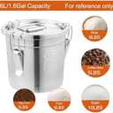 DYNAMI 304 Stainless Steel Containers With Lid,202oz Airtight Flour Container for Kitchen,5-10lbs Metal Airtight Canisters Milk Jug Coffee Bean Cookies Canisters w/Locking Clamp (6L/1.6Gal)