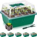 VIVOSUN 6-Pack Seed Starter Trays, 72-Cell Seed Starter Kit with Humidity Dome, Flat Reusable Plant Germination Trays with Drain Hole, Green Propagation Tray for Planting Seeds