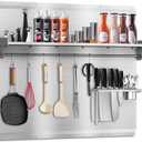 VENFAN 36"x30" Stainless Steel Backsplash for Stove & Range Hood - Range Backsplash with Shelf & Knife Rack, Kitchen Backsplash Wall Shield with Pre-Drilled Holes, Easy Install