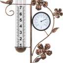 Rain Gauge Outdoor with Thermometer Garden Decor, Bird Decorative Outdoor Rain Gauges for Yard Patio Lawn Garden
