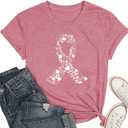 PQZ Breast Cancer Shirts for Women Cancer Awareness Tee Womens Butterfly Tee Shirt Cancer Survivor Tops (XXL)