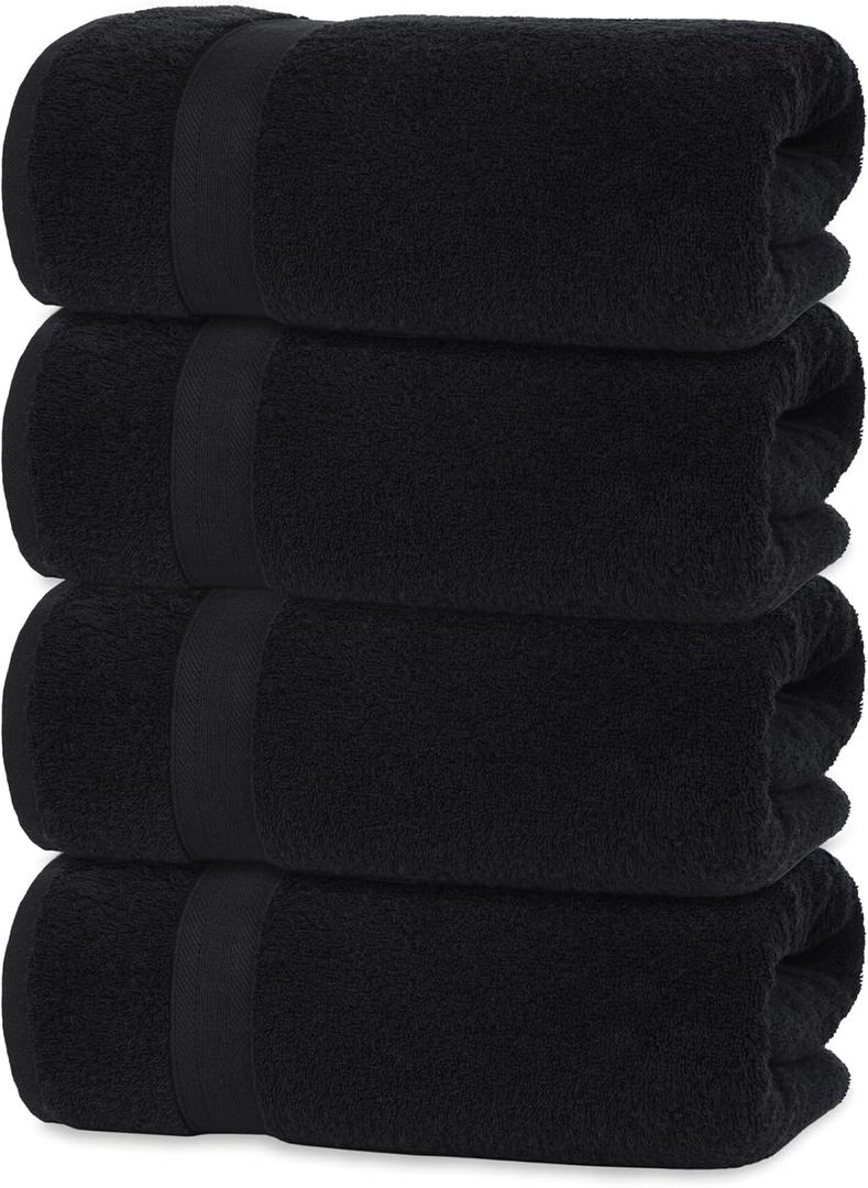 Quick-Dry, Soft & High Absorbent Hand Towels 16"x29" Cotton Turkish Hand Towel Set of 4 | Daily Use 100% Cotton Towels for Bathroom, Gym & More | Bathroom Hand Towels (4 Pcs, Black)