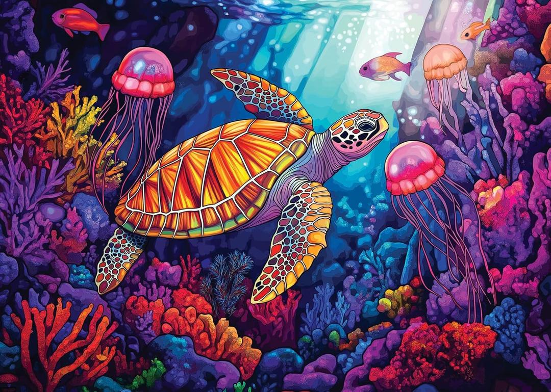 Underwater Wonders Jigsaw Puzzle for Adults  1000 Piece Puzzle with Bonus Poster Included, Unique Design & Vibrant Colors