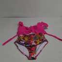 Eomenie One Piece Swimsuit for Women Tummy Control Ruffle Bathing Suit V Neck Ruched Swim Suit Slimming Cutout Swimwear (Medium, Hot Pink Floral)