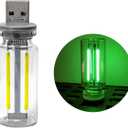 DXNQ USB LED Car Interior Atmosphere Light, Plug-in USB Automotive Interface Charging Ambient Light, Mini Glass Bottle Night Light Touch Control Vehicle Interior Decor Retro Lamp (Green)