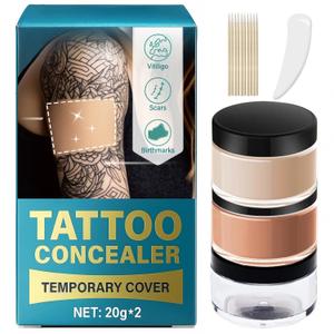 Tattoo Cover Up Makeup Waterproof, Full Coverage Concealer for Tattoos, Dark Spots & Scars, Long Lasting, Smudge-Proof & Transfer-Resistant (1.4 Fl Oz (Pack of 1))