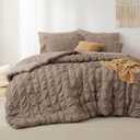 Bedsure Bed in a Bag Queen - 7 Pieces Plaid Seersucker Bedding Comforter Sets, Soft Lightweight Affogat Boho Bed Set with Comforters Queen Size, Sheets, Pillowcases & Shams (02 - Brown)