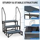 RV Steps Spa Steps with Handrail - 3 Step Hot Tub Steps Trailer Steps Mobile Home Stairs for 5th Wheel RV, Trailer, Hot Tub, Pool, Porch with Non-Slip Mats