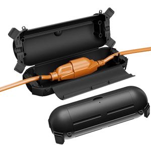 Flemoon [2 Pack] Outdoor Extension Cord Safety Cover with Waterproof Seal, Weatherproof Electrical Connection Box to Protect Outdoor Outlet, Plug, Socket, Christmas Holiday Decoration Light, Black