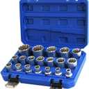 Qnkaa Spline Socket Set 1/2" Drive Universal Metric 8-32mm 12-point Cr-V Socket Set 19pcs