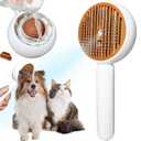 3-in-1 Steam Brush for Cats & Dogs Hair Removal Comb with One-Click Release & Water Spray Grooming Brush for Shedding, Long/Short Hair (white brush)