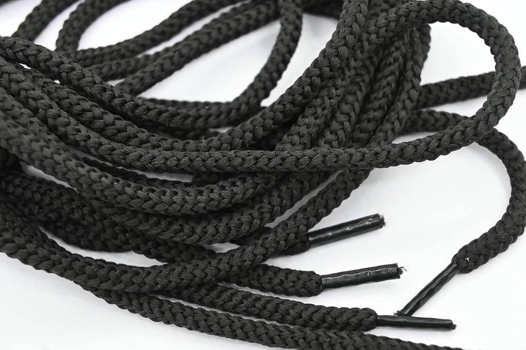 Shoe Laces Wide Shoelaces for Athletic Running Sneakers/Shoes/Boot/Jackets/Crafts/DIY Items/Strings etc. [Black] 2 Pairs (4 Laces