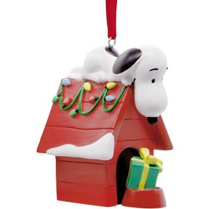 Hallmark Peanuts Snoopy on Holiday Doghouse Christmas Ornament, Gifts for Peanuts Fans