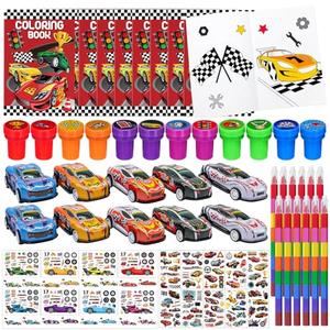 144 Pcs Race Car Coloring Book Bulk,Checkered Flags Racing Party Favors Goodie Bags Fillers, Let's Go Racing Birthday Party Supplies Classroom Reward Prizes Pinata Gift for Race Fans(Race)