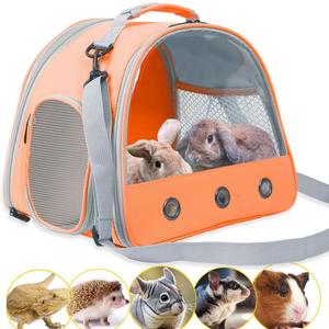 Rabbit Travel Carrier,Lizards Carrier, Small Animal Travel Bag for Bunny Sugar Glider Hedgehog Rat Parrot Bird Guinea Pig, Portable Guinea Pig Travel Cage for 2 (Orange)