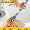 Silicone Pasta Fork and Ladle Spoon Set, Large Non Stick Kitchen Utensils for Cooking,Stirring,Serving Spaghetti, Soup, Sauce (GRAY)