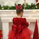 4 x Hair Clip with 5 inches Sequins Large Bow for Girls Toddler Hair Accessories Women Teens Babies Gifts - Red