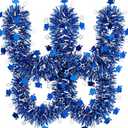 Unittype 98ft Graduation Tinsel Garland Decoration with Grad Cap & Star Garland, Class of 2026 Party Decor for School Ceremony, Porch, Photo Backdrop, Indoor, Railings, Yard Decor(Blue and Sliver)