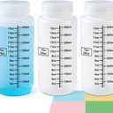 17oz Wide Mouth Plastic Bottles with Airtight Lids, Graduated Food Grade Leak Proof PP Containers Jars for Water Sample Lab Reagent Liquid Medicine Storage (Translucent, 3 Pack)