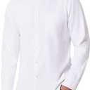 Alimens & Gentle Men's Oxford Shirts Regular Fit Button Down Shirt Business Casual Shirts Long Sleeve Dress Shirt (Small, White)