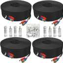 BNC Cable 200ft 4 Pack Aimyzii BNC Video Power Cable,Security Camera Cable for CCTV Camera DVR Security Systems(Included 8X BNC Adapters,100 Pcs Cable Clips)Black