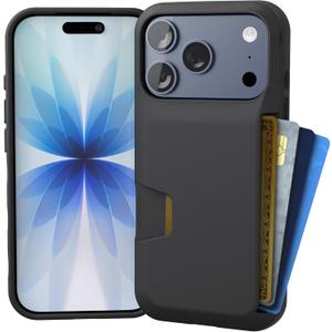 Smartish iPhone 17 Pro Wallet Case - Wallet Slayer Vol. 1 [Slim + Protective] Credit Card Holder - Drop Tested Flip Hidden Card Slot Cover for Apple iPhone 17 Pro - Black Tie Affair