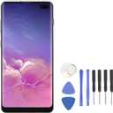 for Galaxy S10 Plus Screen Replacement LCD, Display Digitizer Assembly with Frame, Fingerprint & Repair Tool, for Galaxy S10 Plus SM N975, 6.4 Inch (Silver)