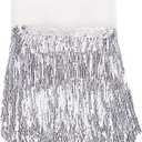 BENECREAT 10 Yard PVC Sewing Fringe Trim, Wide Silver Sequins Lace Tassel Fringe Trim for DIY Craft Clothing Garment Curtain Accessories