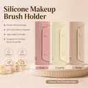 Beige Silicone Makeup Bag, Portable Brush Case and Cosmetic Pouch Organizer, Silicone Cosmetic Case for Makeup Brushes, Travel Makeup Bag for Short Handle Brushes