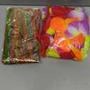 Gejoy 7 Pcs Hawaiian Luau Hula Grass Skirt with Flower Costume Set Flower Bracelet Headband Necklace Hibiscus Hair Clip Women (Red Yellow Green)