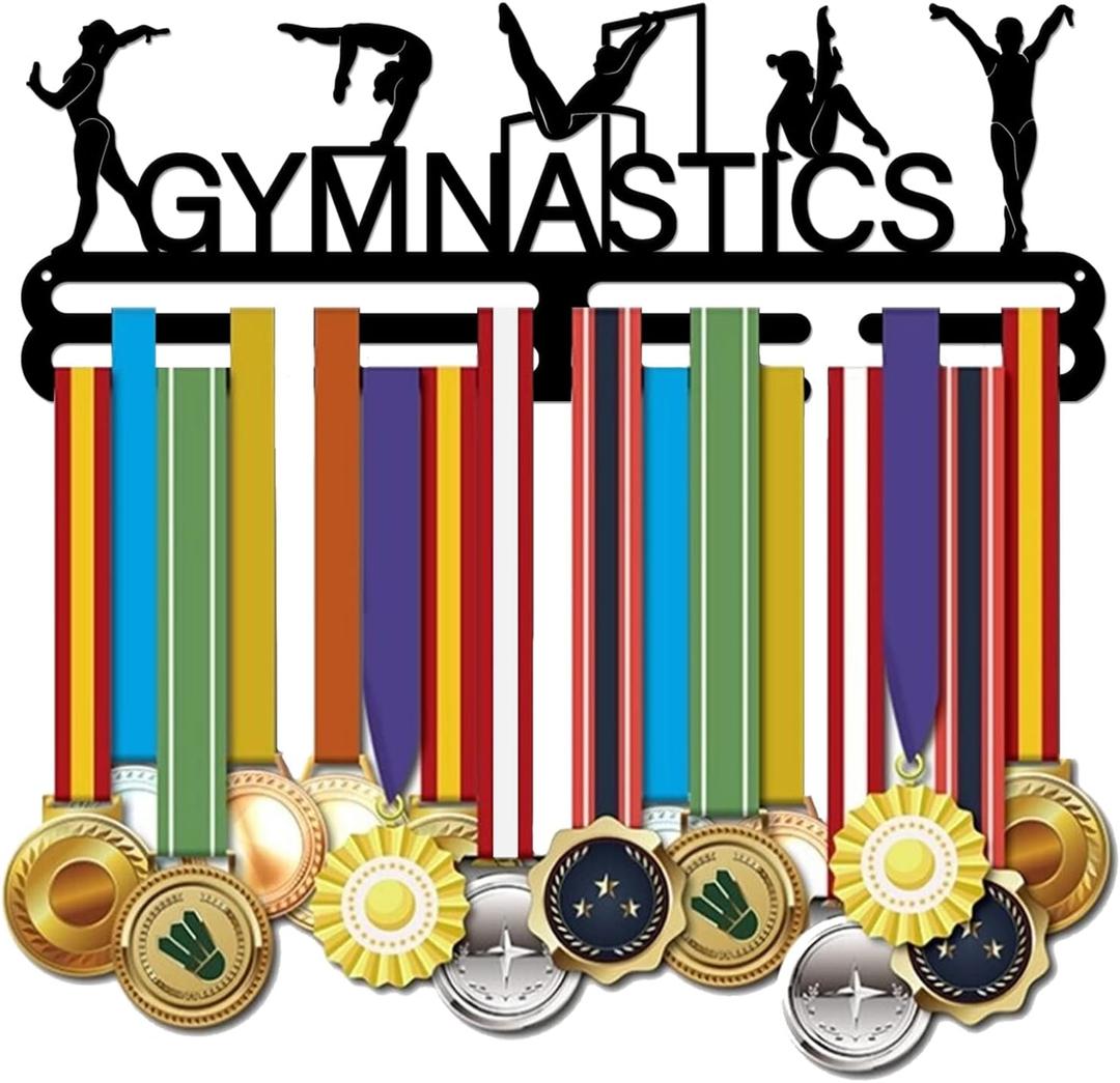 SUPERDANT Gymnastics Medals Holder Gymnastics Medal Hanger Display Women's Gymnastic Sports Medals Hanger Rack Metal Holder Ribbon Display for Competition Medal Hanging Gifts for Athlete 15.75x6in