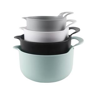 COOK WITH COLOR Nesting Plastic Mixing Bowl Set with Pour Spouts and Handles, Mint, 4 Piece Non-Slip